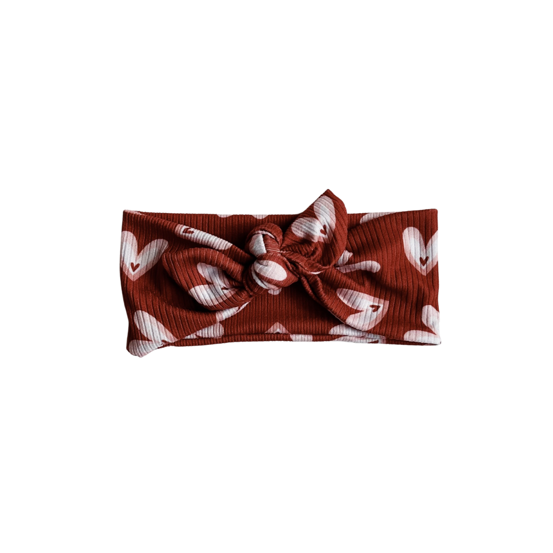 Babe Knotted Headband | Hearts Ribbed