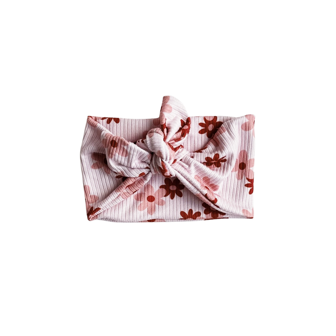 Babe Knotted Headband | Floral Ribbed
