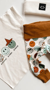 BABE TEE | Blue Smiley Trio on Ivory