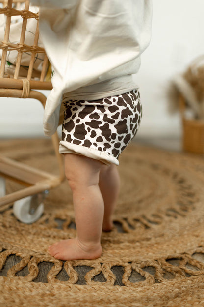 Ruffle Shortie - Cow Print