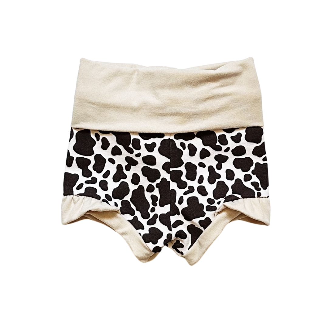 Ruffle Shortie - Cow Print