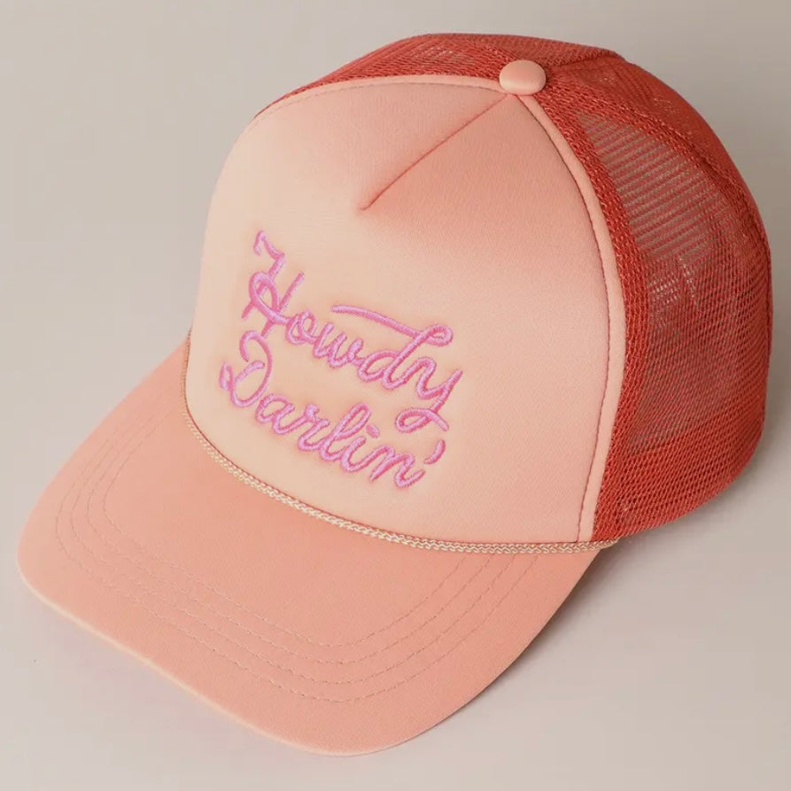 Embroidered Hat | Howdy Darlin’ on Peach