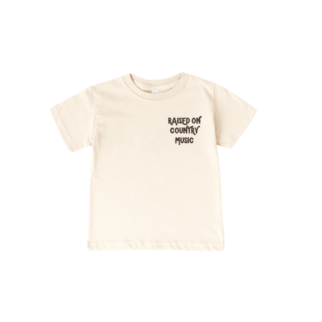 100% FINE Cotton TEE | Raised on Country Music | front & back