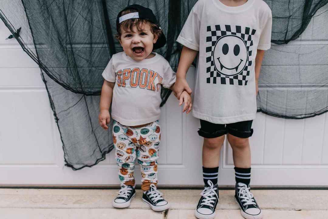 Signature Leggings | Blue Spooky Smileys