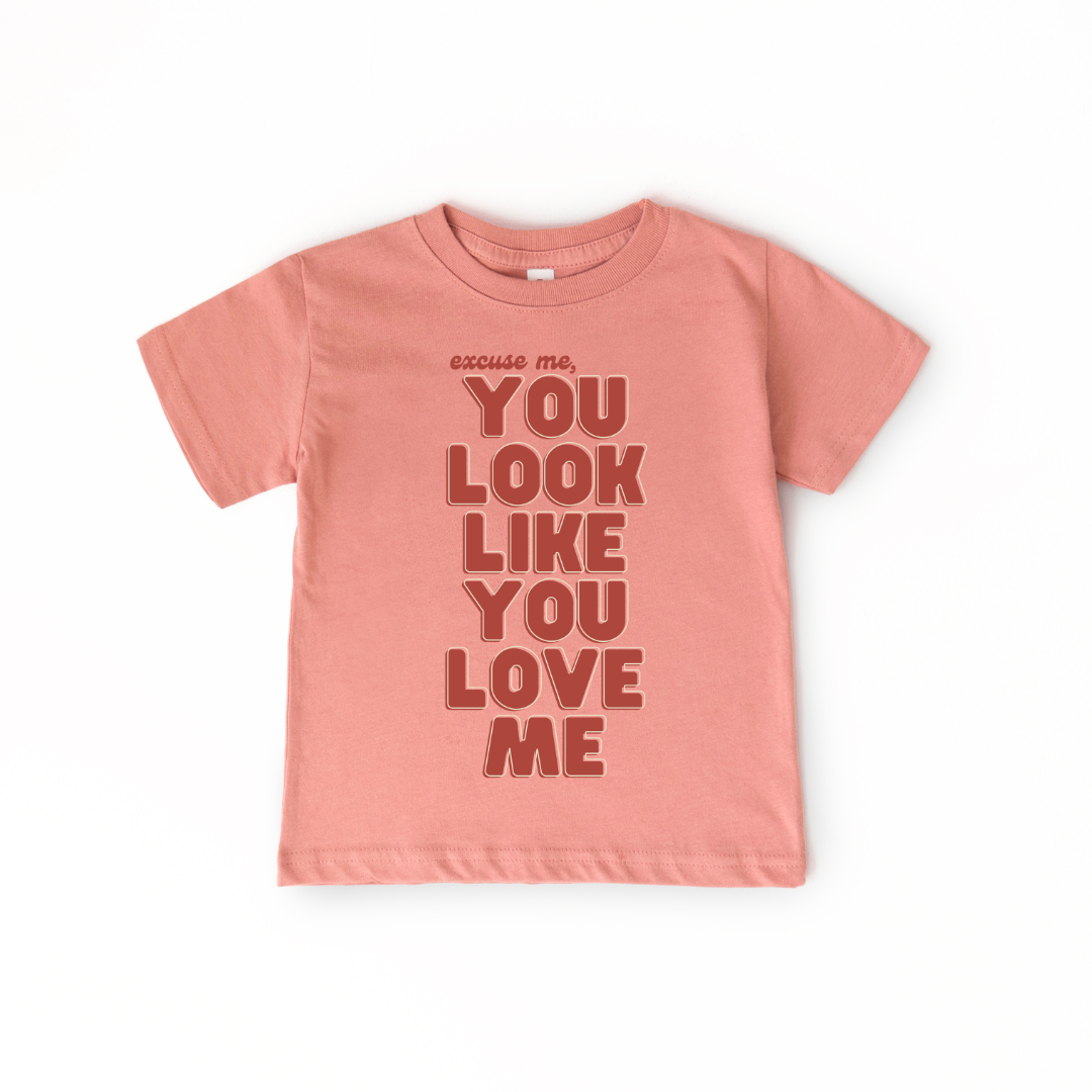 100% FINE Cotton TEE | You look like you Love me on mauve