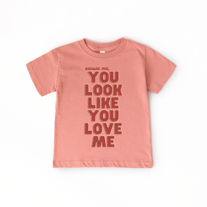 100% FINE Cotton TEE | You look like you Love me on mauve