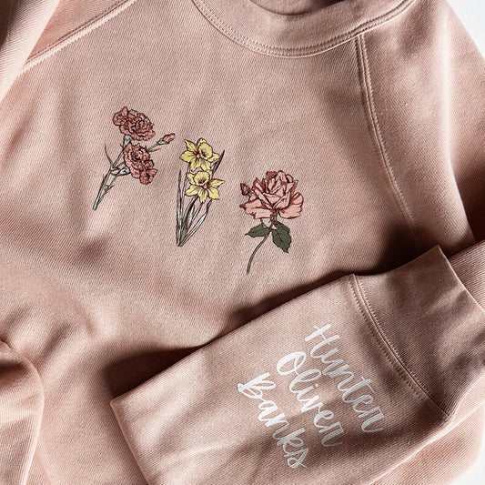ADULT CREW | Birth Month Flower | Customizable