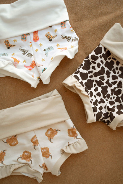 Ruffle Shortie - Cow Print