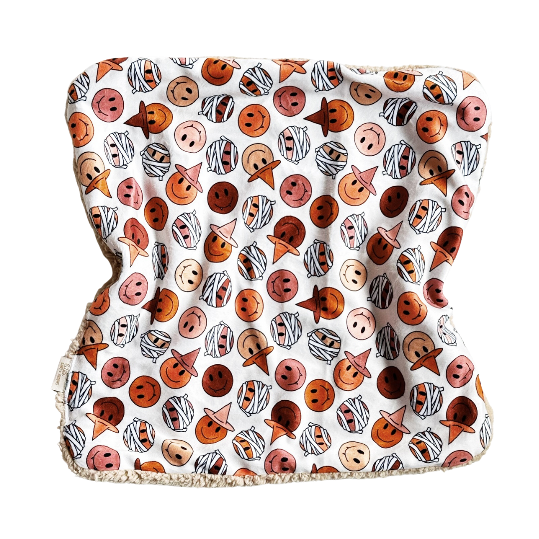 Minky Lovey | Pink Spooky Smileys